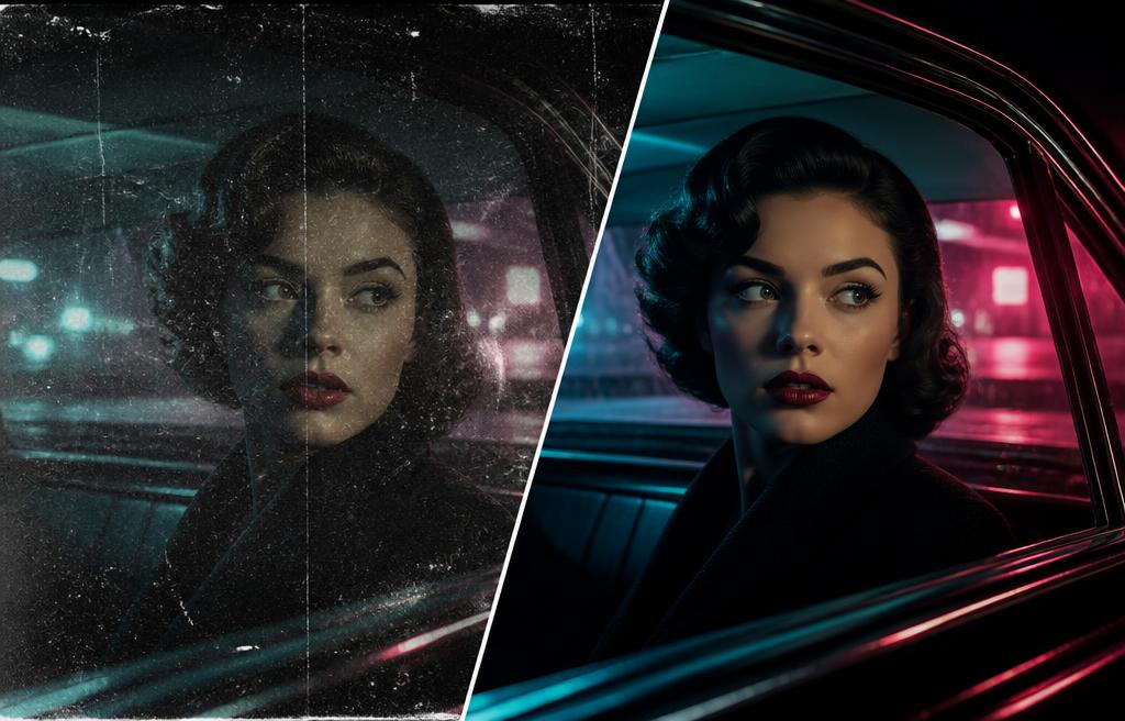 Comparaison d'une image d'archive avant et après restauration